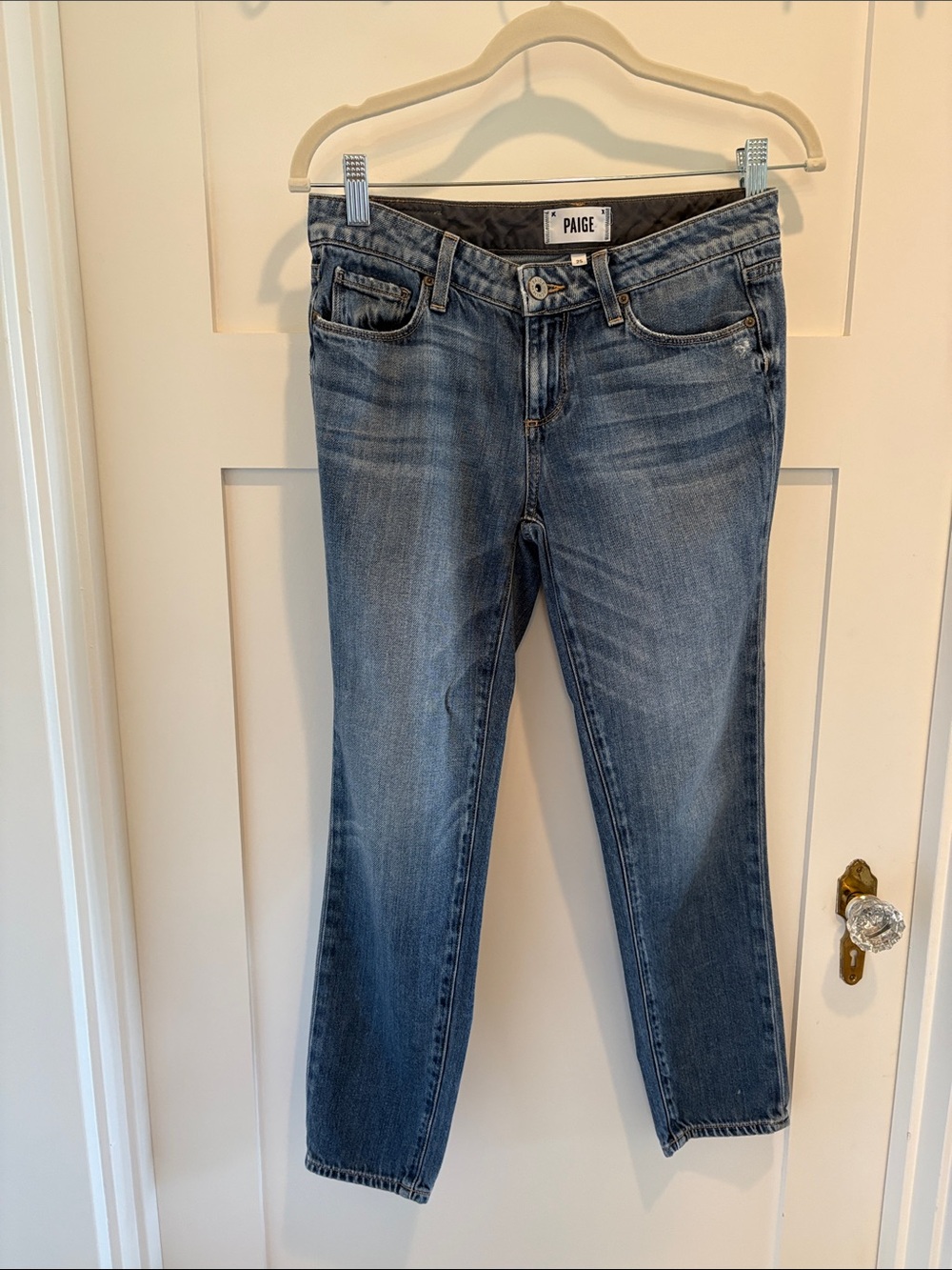 PAIGE Ankle Crop Jeans in Medium Blue Wash
